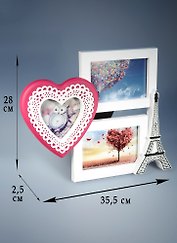 Фоторамка на 3 фотографии Сердце (32х28) (6714036)