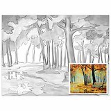 Холст на картоне с контуром BRAUBERG ART CLASSIC Осень, 30х40см, грунтованный, хлопок, 191546