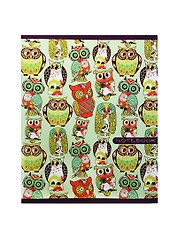 Тетрадь 48л кл. "Орнамент (совы. Owls)" мел.картон, выб.лак, перламутр.блестки, ассорти, Unnika