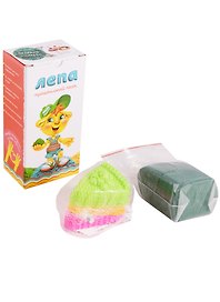 Песок Лепа с минеральным красителем (зеленый) (00-00000325) (0,5кг.) (+формочки Пирожные) (3+) (коробка)