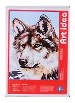 Набор для творч. Рисование по номерам Серый волк (MINIA40117) (Art idea) (+холст на карт.) (+кисти) (+краски) (+мини-мольберт) (29,7х21см) (коробка) (3+)