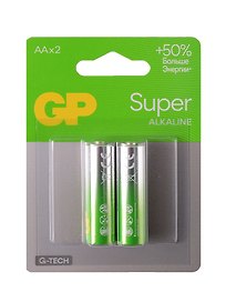 Батарейка GP «Super GTech», AA (LR6) 15A, алкалиновая, BC2
