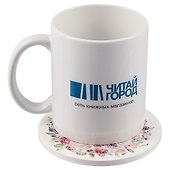 Подставка под кружку Единорог акварель с цветами (керамика) (11 см) (ПВХ бокс) - 2