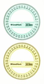 Транспортир 10 см, 360°, пластик, GoodMark, в ассортименте