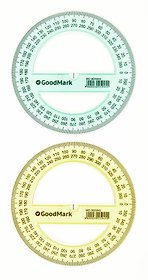 Транспортир 12 см 360°, пластик, в ассортименте, GoodMark