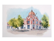 Открытка Бийск Алтайский край акварель Пассаж А.В. Второва