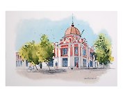 Открытка Бийск Алтайский край акварель Пассаж А.В. Второва