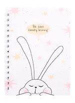 Записная книжка А6 120л кл. "Bunny", белый, мягк.переплет, ламинация, спираль