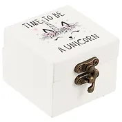 Шкатулка с зеркалом Кошечка-единорог (дерево) (6,5*6,5*5см)