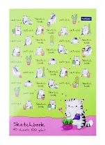 Скетчбук А5 40л "Приключения кота пирожка" 100г/м2, склейка
