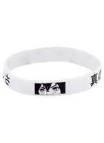 Браслет Аниме Лицо и иероглифы (белый) (силикон) (20,2 см)