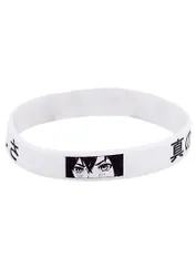 Браслет Аниме Лицо и иероглифы (белый) (силикон) (20,2 см)