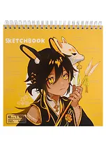 Скетчбук 190*190 48л "Мальчик на желтом", жесткая подложка, гребень, блок 160г/м2