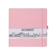 Скетчбук 20*20 80л "Sketchmarker" розовый, 140г/м2, слоновая кость, тв.обл.