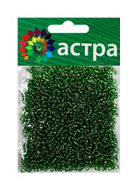 Набор д/творчества АСТРА Бисер 11/0 20гр 27В зелёный/прозр.серебрист.центр(круг.отв.)
