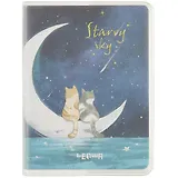 Записная книжка А7 80л кл. "Starry sky. Two cats" в ПВХ-обложке, тонир.внутр.блок
