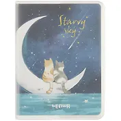 Записная книжка А7 80л кл. "Starry sky. Two cats" в ПВХ-обложке, тонир.внутр.блок