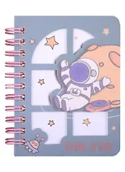 Записная книжка 80*108 80л "Soaring in space" карт.обл., вырубка, спираль, инд.уп., ассорти