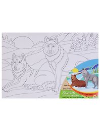 Холст с красками Два волка 20*30см Х-0325