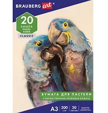 Папка для пастели А3 20л слоновая кость ГОЗНАК 200г тиснение Скорлупа, ART BRAUBERG