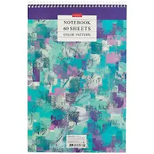 Блокнот А4 60л кл. "Color Pattern" спираль, мел.картон, УФ-лак, жестк.подложка