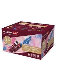 Краски акриловые 24цв 22мл художественные, тубы, BRAUBERG ART PREMIERE