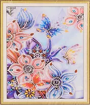 Алмазная мозаика MAZARI Бабочки и цветы , 30х40см  частичная выкладка, стразы разного размера