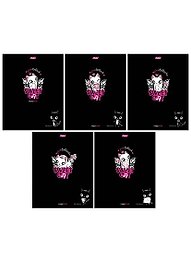 Тетрадь 48л кл. "Pink&Black (SWEET CAT)", выб.лак, ассорти, Hatber
