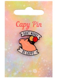 Значок «Капибара. Don't Worry Be Cappy», металл