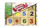 Кубики, ALATOYS, Цифры деревянные неокрашенные 12 шт.