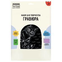 Набор для творчества Три совы. Гравюра с эффектом серебра «Любопытные коты», А4