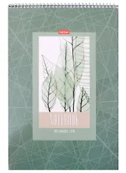 Блокнот А4 96л кл. "Листья" спираль, мел.картон, УФ-лак, жестк.подложка