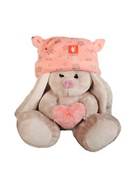 Игрушка мягкая Budi Basa, Игрушка мягконабивная "Зайка Ми" в розовой шапке с сердечком (малыш) 15см