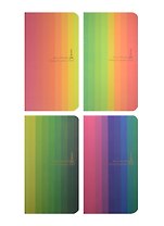 Записная книжка А6+ 96л 95*170мм лин "Цветные полосы" карт.обл, неон.полосы, бел.бумага, ассорти