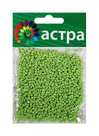 01 Бисер Астра (124 салат/непрозрачный глянцевый) (675288) (11/0) (20гр.) (стекло) (упаковка)