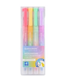 Текстовыделители «Grade» 4 цвета, двусторонние, Brauberg