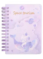 Записная книжка 90*130 90л "Space tourism" карт.обл., фигурн.вырубка, спираль, инд.уп., ассорти