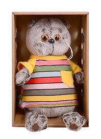 Мягкая игрушка Басик в полосатой футболке с карманом (19 см) (Ks19-147)