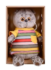 Мягкая игрушка Басик в полосатой футболке с карманом (19 см) (Ks19-147)