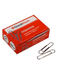 Скрепки никелированные круглые, GoodMark, 33 мм, 100 штук