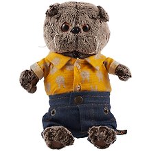 Мягкая игрушка Басик в джинсовых шортах и желтой рубашке (19 см) (Ks19-127)