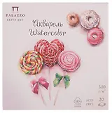 Планшет для акварели 200*200 20л "Кондитерская" розовый, 300г/м2, 100%хлопок