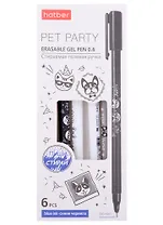 Ручки гелевые Hatber, Pet Party, синие 0,6 мм 6 штук