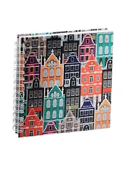 Скетчбук 195х195 80л "Разноцветные домики" белый офсет, без линовки, 100г/м2, тв.обложка, широкая евроспираль, Listoff