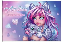 Альбом для рисования «Девушка с барсом» Феникс+ А4, 24 листа, скрепка
