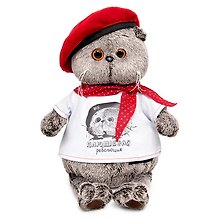 Мягкая игрушка Басик в футболке с принтом Плюшевая революция (Ks22-074)