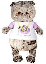 Мягкая игрушка Басик в футболке с принтом Весёлый фотограф (25 см) (Ks25-056)