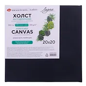Холст на подрамнике 20*20 "Ладога" черный акриловый грунт, 380г/м2, 100% хлопок, среднее зерно