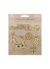 Деревянные украшения Рождество (WF05) (7шт) (Рукоделие) (упаковка)