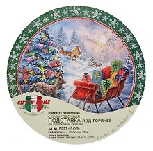 Сувенир, Gift-and-Home, Подставка под горячее, Рождественские Подарки d=17см, пробка